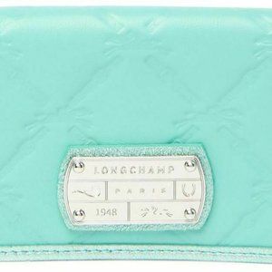 Longchamp Cuir Turquoise  Logo Credit Cards Wallet